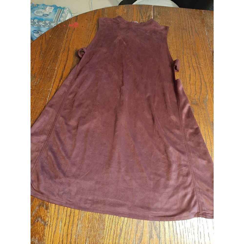 Medium fab'rik Wine Brown Sleeveless Side Cut Out Rear Zip Mini Dress Microfiber